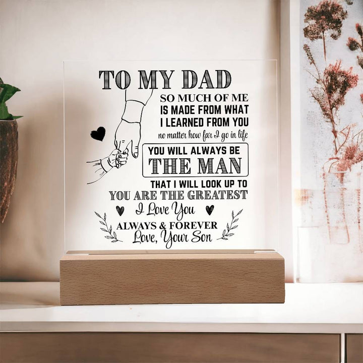 Exclusief LED acryl geschenk. Unieke decoratie en sfeerverlichting, ideaal voor papa's plek.