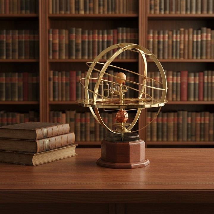 Stijlvol zonnestelsel model op tafel. Elegant planeten decorstuk als unieke woondecoratie voor elk interieur.