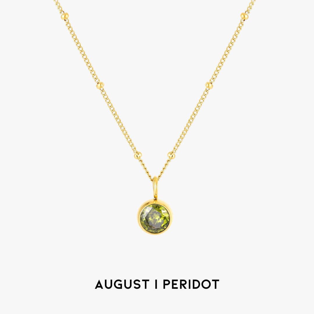 Hedendaagse zilveren Aurora ketting, met een edelsteen die jouw geboorte viert; persoonlijk sieraad.