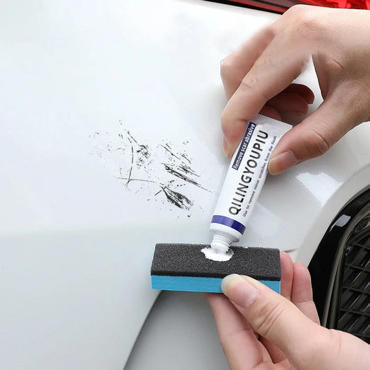 "Autokrasverwijderaar, crème en spons voor minder zichtbare krassen op autolak, oppervlakkige schade herstel"