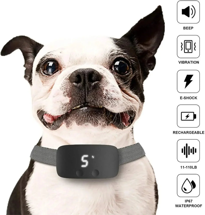 Honden anti-blaf halsband, oplaadbaar en IP67 waterdicht voor effectieve blafcontrole en hondentraining.