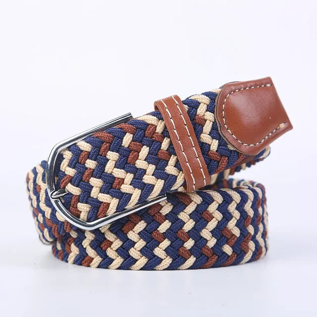 Blauwe unisex riem, elastisch en flexibel, van imitatieleer voor een sportieve look.