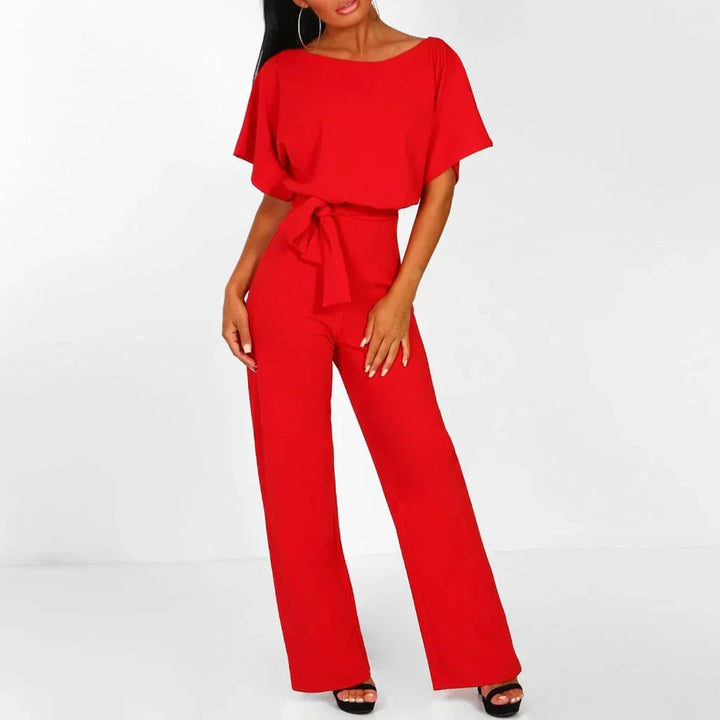 Comfortabele dames jumpsuit, veelzijdig voor casual overdag of elegante avondmode. Trendy wijde pijpen.
