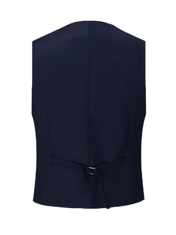 Trendy herenpak, slim fit driestukspak, moderne snit voor een jonge en dynamische uitstraling.