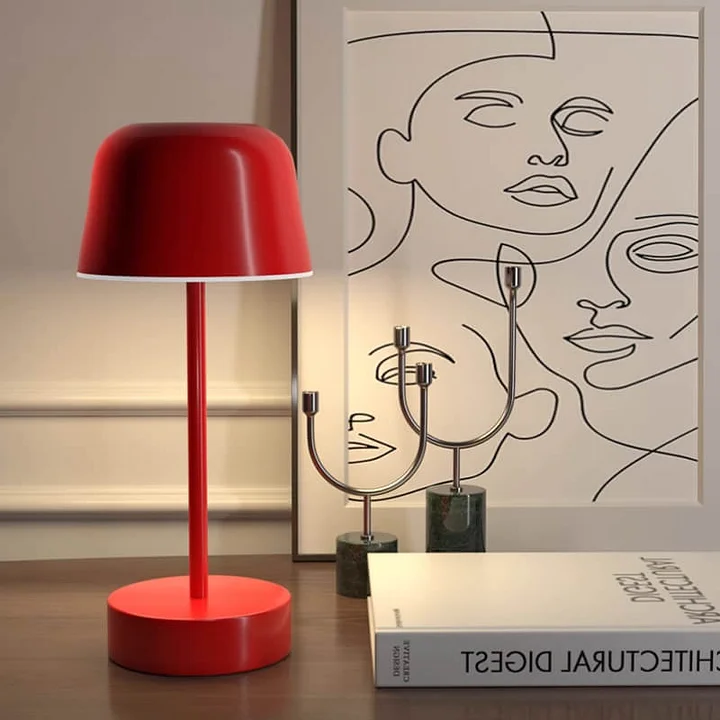 LumiGlow draadloze dimbare LED tafellamp, perfecte sfeerverlichting voor modern interieur in woonkamer.