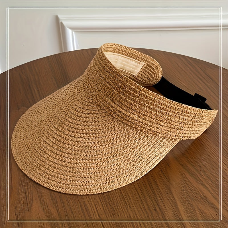 Comfortabele dames opvouwbare zonneklep (zwart), perfect voor reizen. Lichtgewicht met brede rand voor zonbescherming.