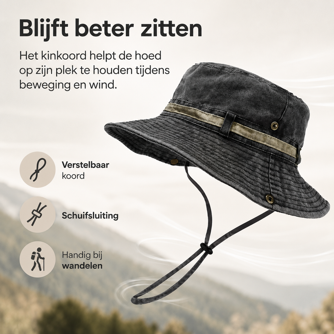 Dames tuinierhoed met brede rand en UV bescherming, comfortabel voor lange buitenactiviteiten.