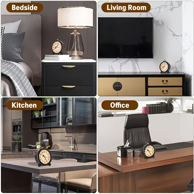 Decoratieve retro wekker van metaal, een tijdloze blikvanger voor woonkamer of slaapkamer.