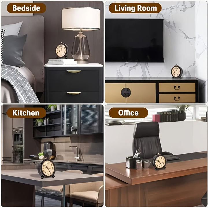 Decoratieve retro wekker van metaal, een tijdloze blikvanger voor woonkamer of slaapkamer.