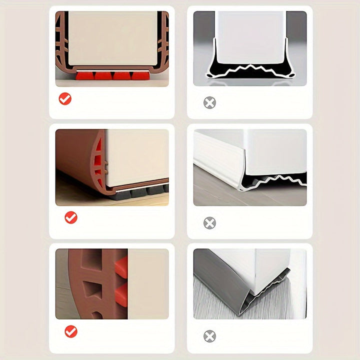 Zwarte verstelbare deurtochtstopper van SnugBlock, een effectieve windstopper voor uw woning.