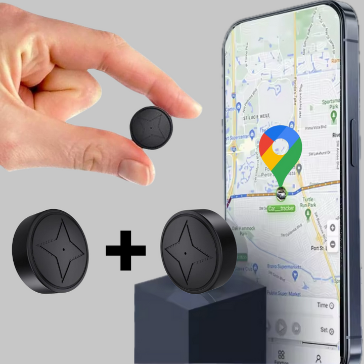 Compacte magnetische mini GPS tracker voor voertuigen, perfect voor realtime auto tracking en antidiefstal beveiliging.