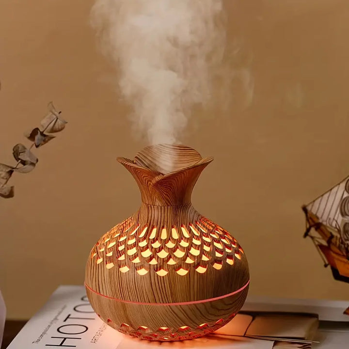 Multifunctionele AromaBloom luchtbevochtiger en aroma diffuser met sfeerlicht voor welzijn en thuis.