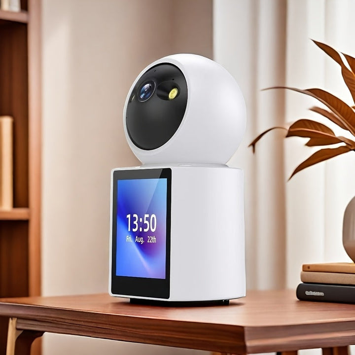 Slimme huisdiercamera met scherm, twee-weg audio & nachtzicht; perfecte bewaking voor thuis.