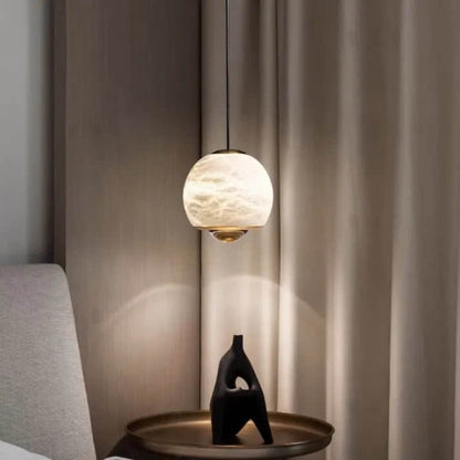 Hanglamp - Albast Glas Bol met Marmeren Voet