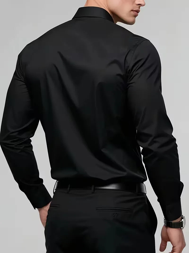 Nette overhemden heren: dit slimfit model met mandarijnkraag combineert comfort en stijl.