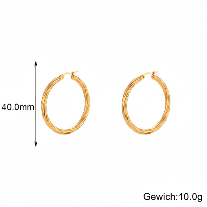 Luxe en tijdloze gouden gedraaide C-vormige oorringen voor dames, roestvrij stalen fashion sieraden.