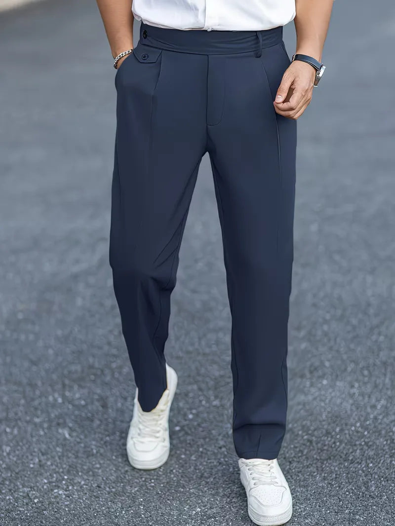 Chique heren straight leg broek, smart casual, cropped, voor een verfijnde look.