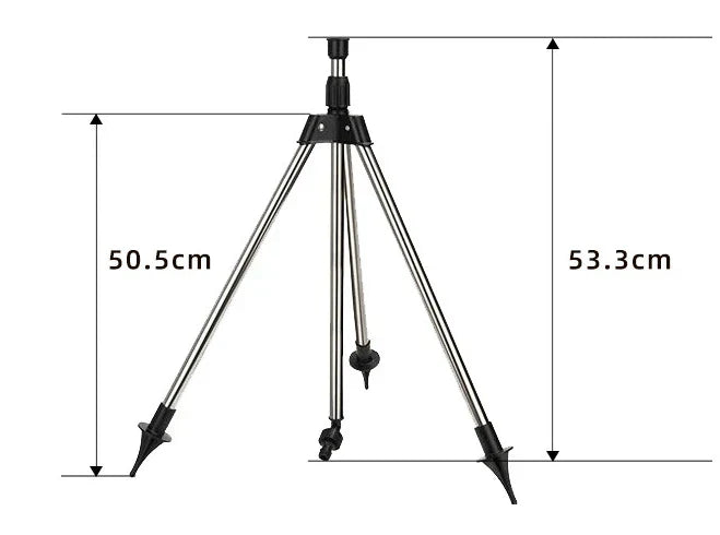 Verstelbare RVS tuinsproeier met 360° rotatie, ideaal voor diverse tuin- en gazonirrigatie.