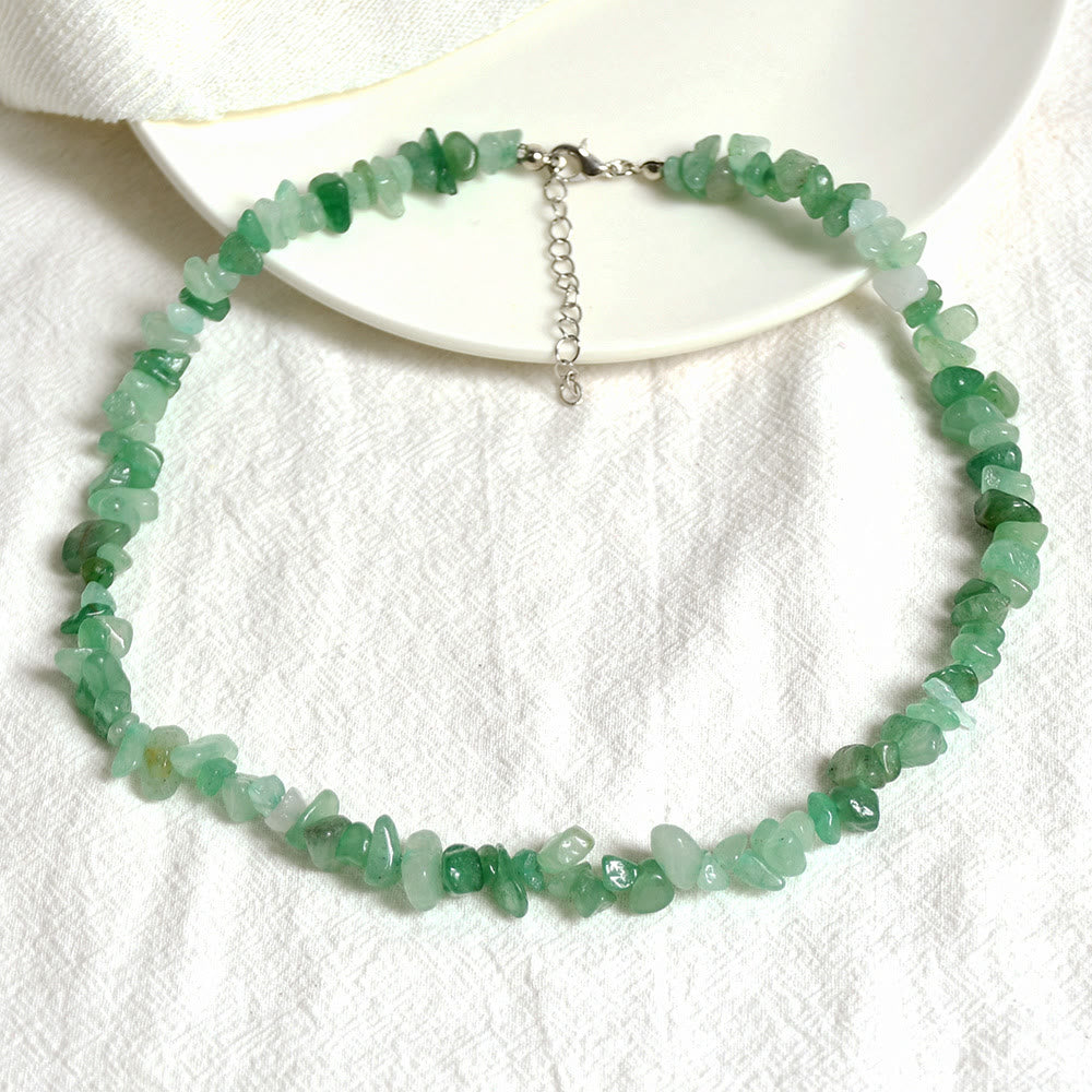 Groene aventurijn Lina edelsteen ketting, stijlvolle dames mode accessoire.