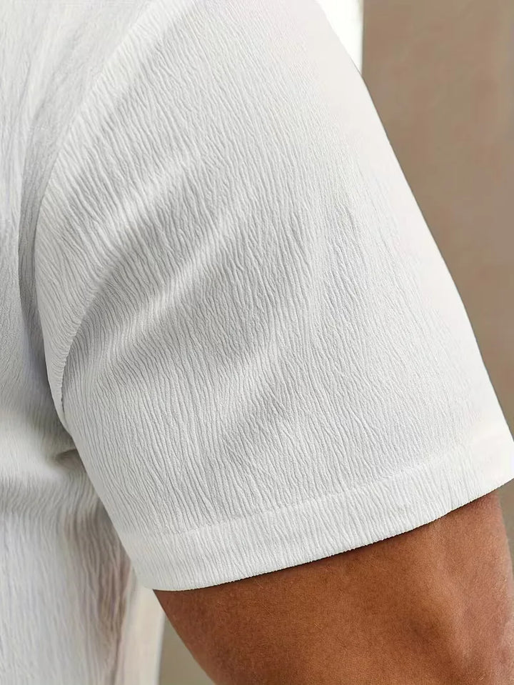 Comfortabel heren shirt met mandarijnkraag in regular fit. Perfect voor casual weekend en zomer.