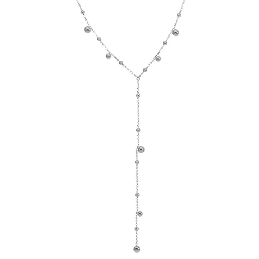Elegante Y-ketting voor dames met kralen, gemaakt van roestvrij staal. Perfect verstelbaar sieraad voor truien.