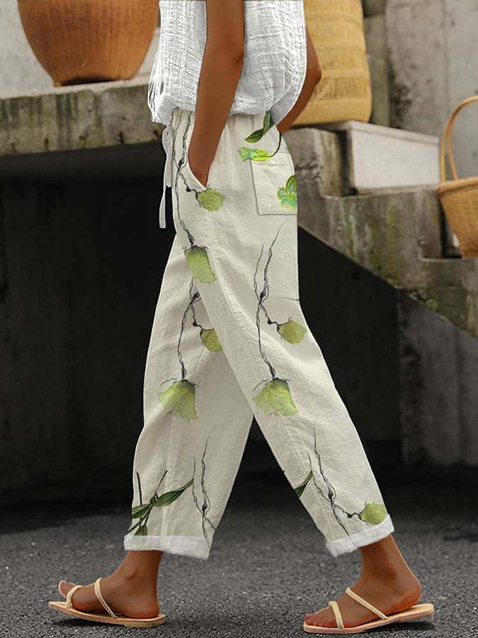 Dames comfortbroek Nova met levendige print, ideaal voor een relaxte en modieuze look. Casual loungebroek.