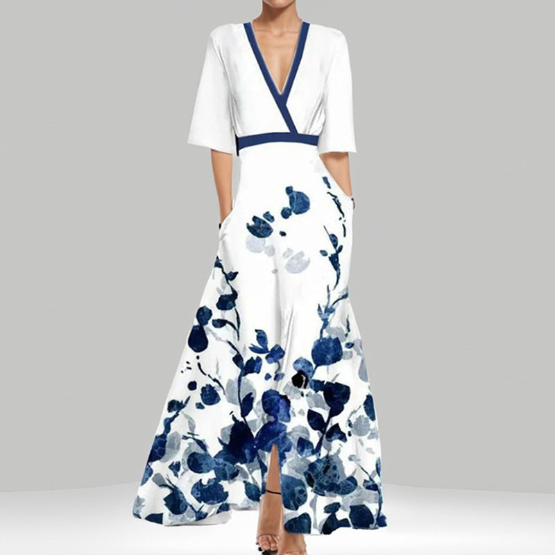 Veelzijdige dames zomerjurk met bloemenprint en korte mouwen. Geschikt als casual, strand- of vakantie jurk.