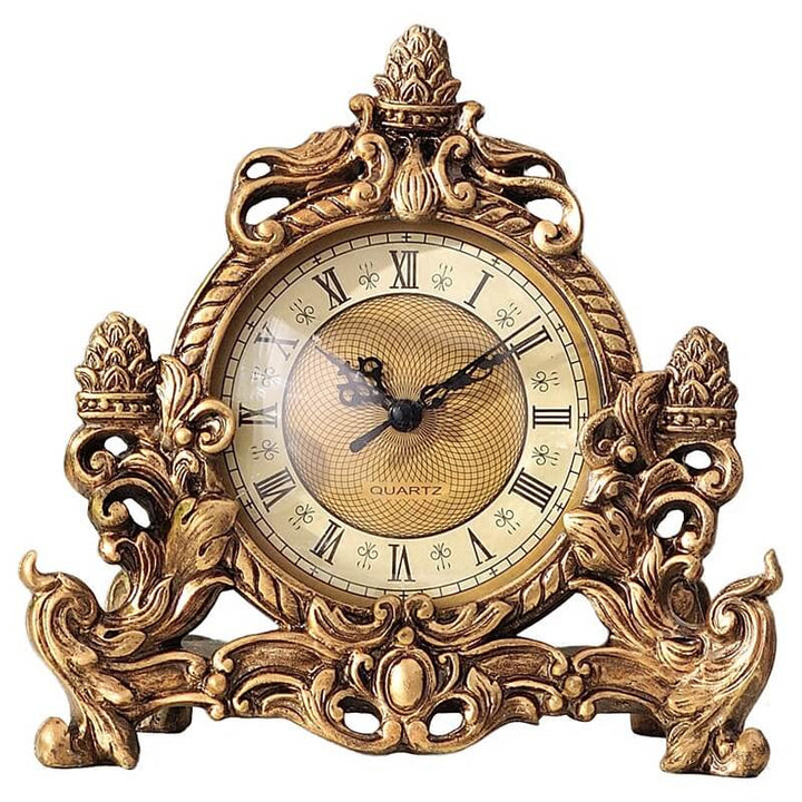 Hars tafelklok met antieke brons textuur, retro design. Stille vintage klok, unieke decoratie.