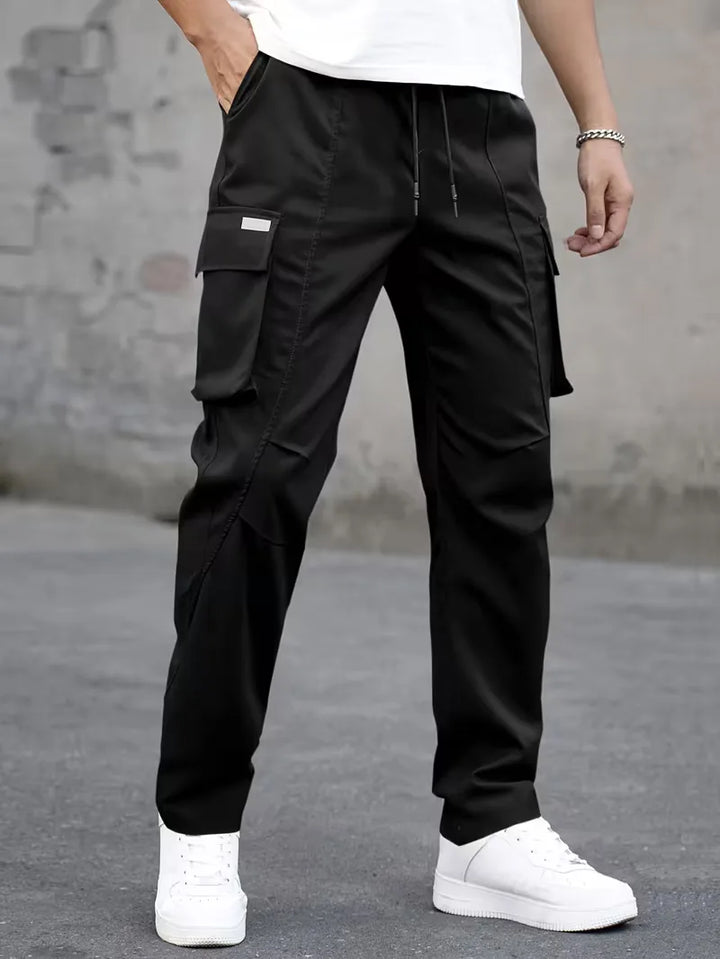 Koffie heren cargo broek, comfortabel en modieus, met elastische tailleband.