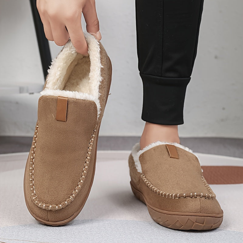 Ultiem comfort heren pantoffels, zwart, loafers model, perfect voor koude winterdagen thuis.