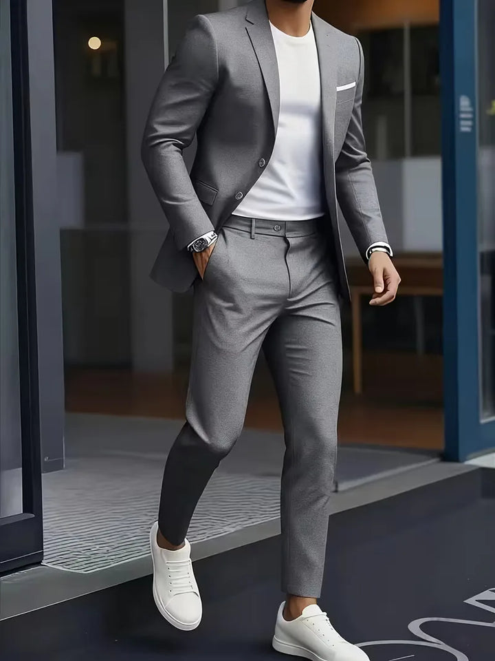 Bruiloft slim fit pak voor heren, tweedelig, met een modieuze en strakke pasvorm.