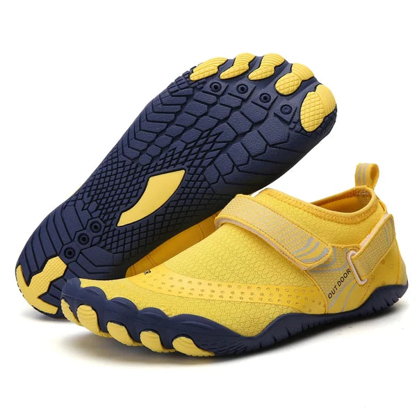 Veelzijdige uniseks TrailFlex barefoot waterschoenen; natuurlijk loopgevoel voor zwemmen, strand, wandelen & outdoor.