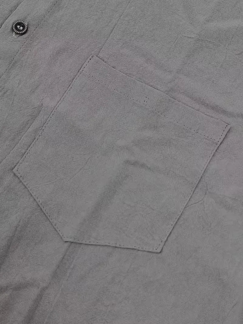 Elegant heren zomer overhemd, korte mouw met borstzak, perfecte pasvorm.