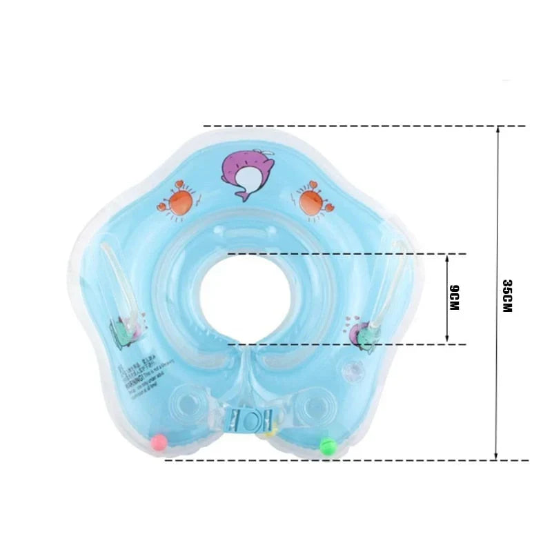 Close-up van de veilige baby zwemring, klaar voor zorgeloos babyzwemmen en waterpret.