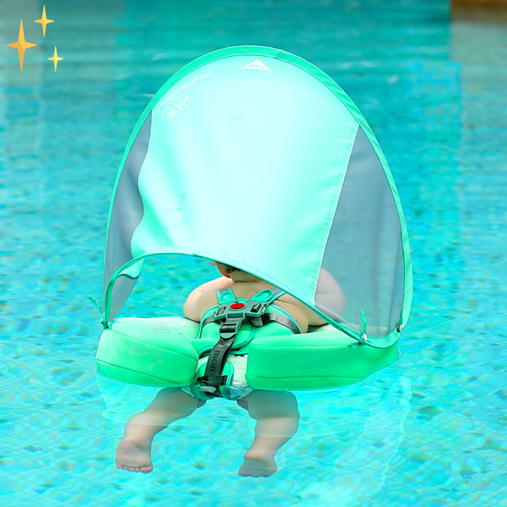 Opblaasbare zwemband met UV-zonnescherm voor peuters, voor comfortabel en veilig waterplezier in de zomer.