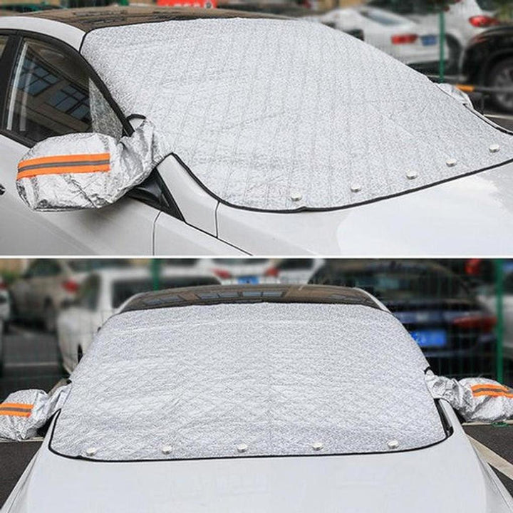 Optimale winterbescherming: magnetisch voorruitzeil functioneert als ijshoes en sneeuwhoes. Houdt de ruit ijsvrij.