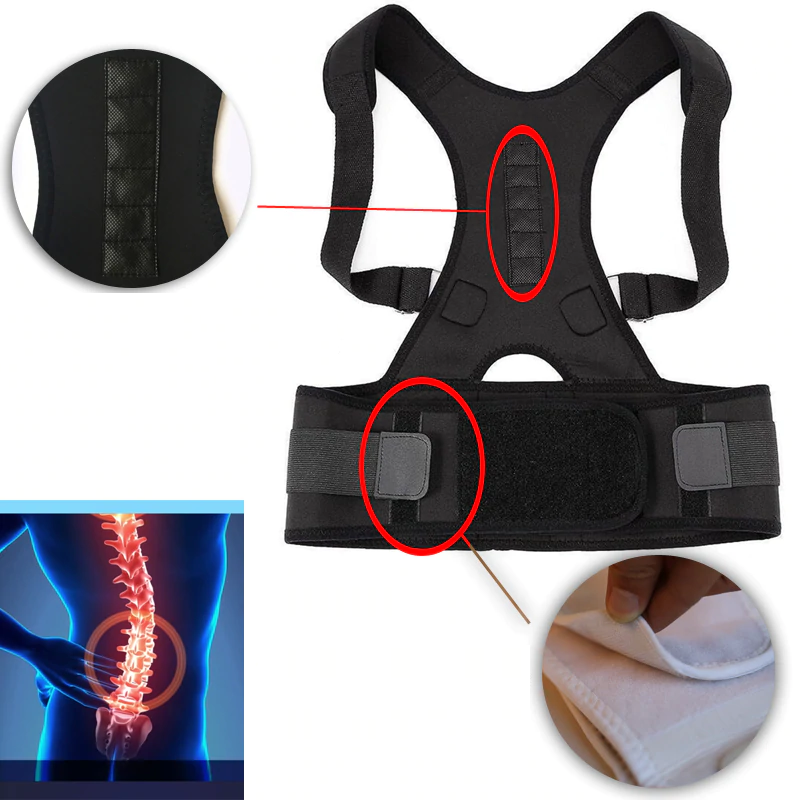 Ergonomische magnetische rugcorrector tegen rugpijn. Bevordert een betere houding.