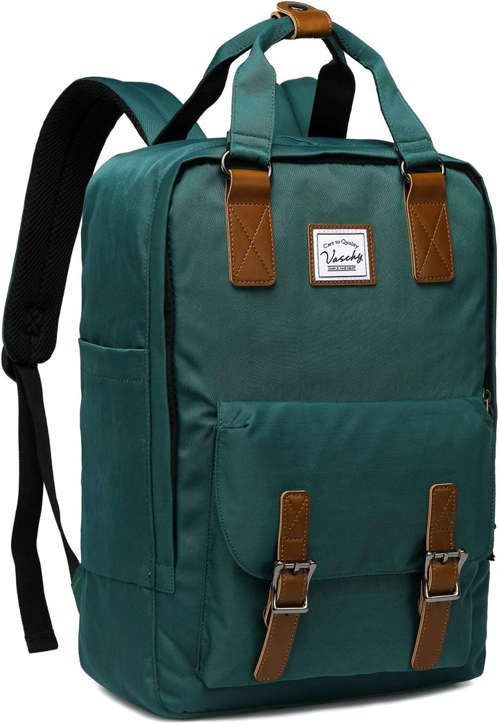 Veelzijdige waterdichte vintage laptoprugzak (15.6") voor school, werk en reizen, met handige vakken.