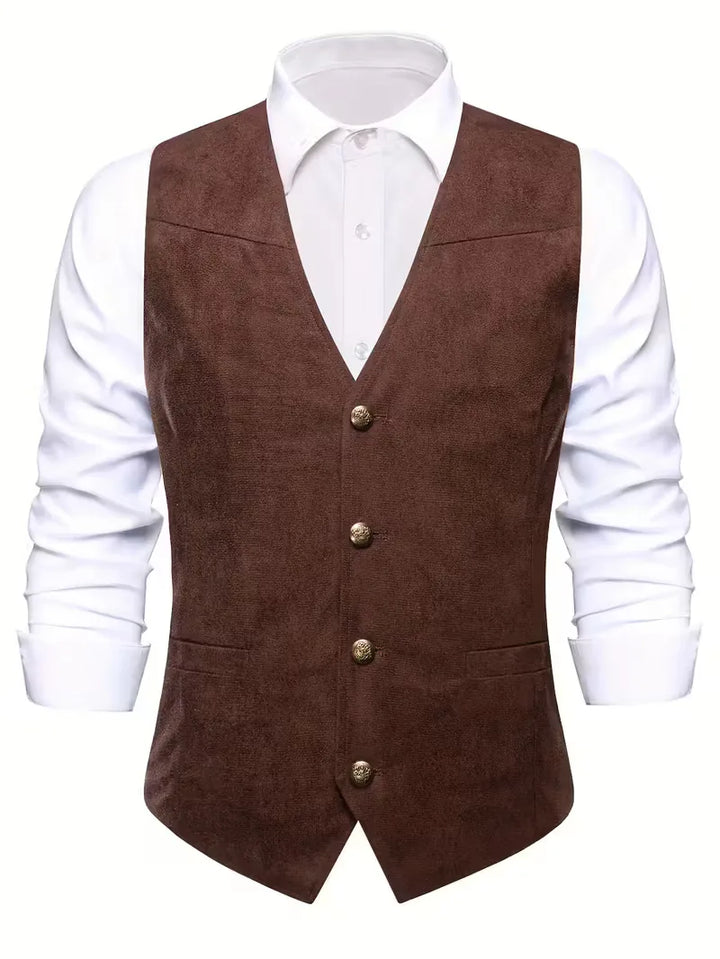 Formeel heren gilet, V-hals, button-front design, voor een tijdloze elegantie.