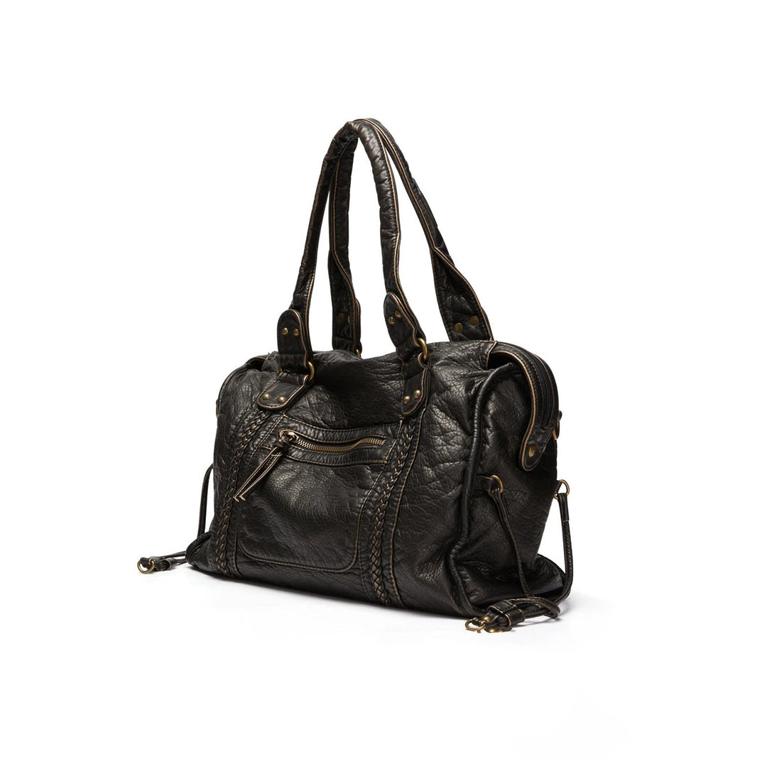 Zwarte vintage luxe dames schoudertas van PU leer met tijdloze elegantie en verstelbare riem.