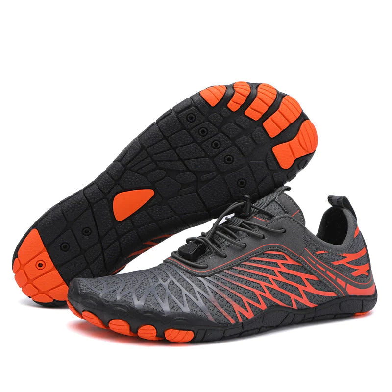 "Barefoot wandelschoenen met ademend bovenwerk en brede tenenruimte voor een natuurlijke loopervaring."
