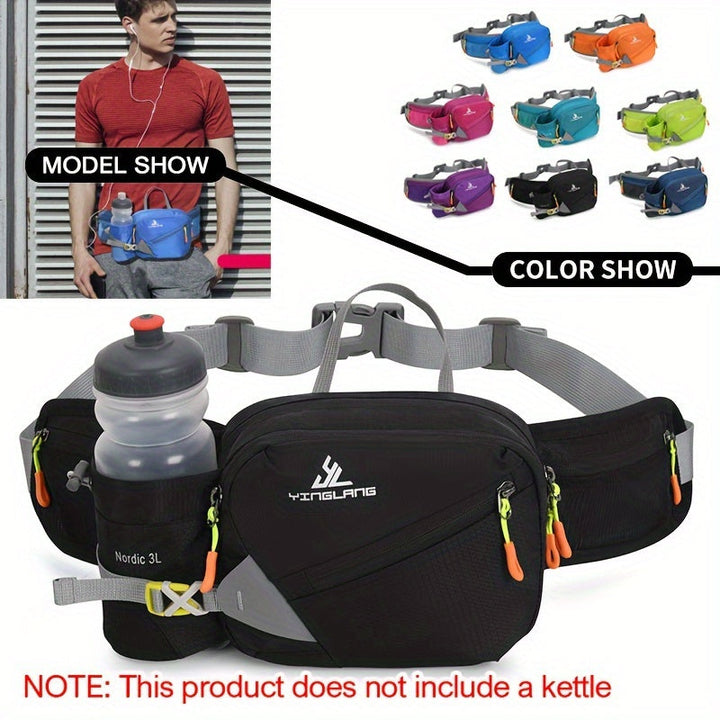 Duurzame nylon hardloop heuptas met ritssluitingen. Perfect voor wandelen, rennen & fitness accessoires.