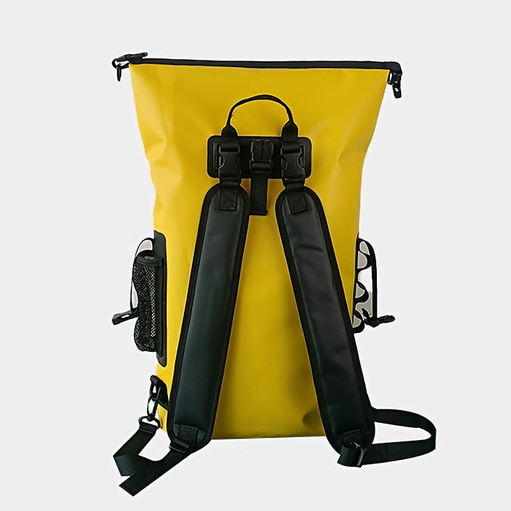 Roll-top waterdichte rugzak (25L) met verstelbare schouderbanden en mesh zijvak, voor outdoor.