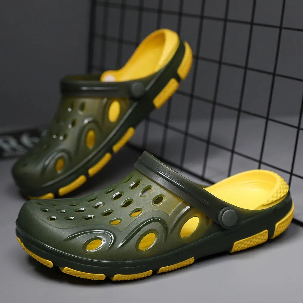 Stijlvolle herenklompen; comfortabele zomerschoenen of strandklompen met antislipzool voor dagelijks gebruik.