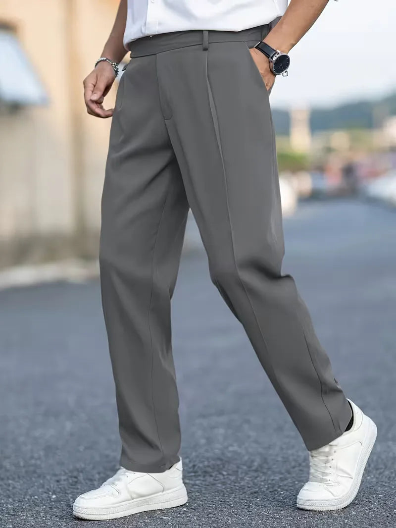 Duurzame heren pantalon, straight leg, smart casual, polyester, lange levensduur.