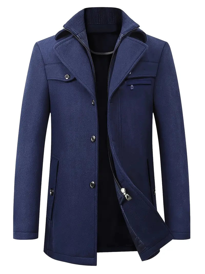 Elegante heren lange mantel, klassieke winterjas voor een tijdloze en stijlvolle uitstraling.