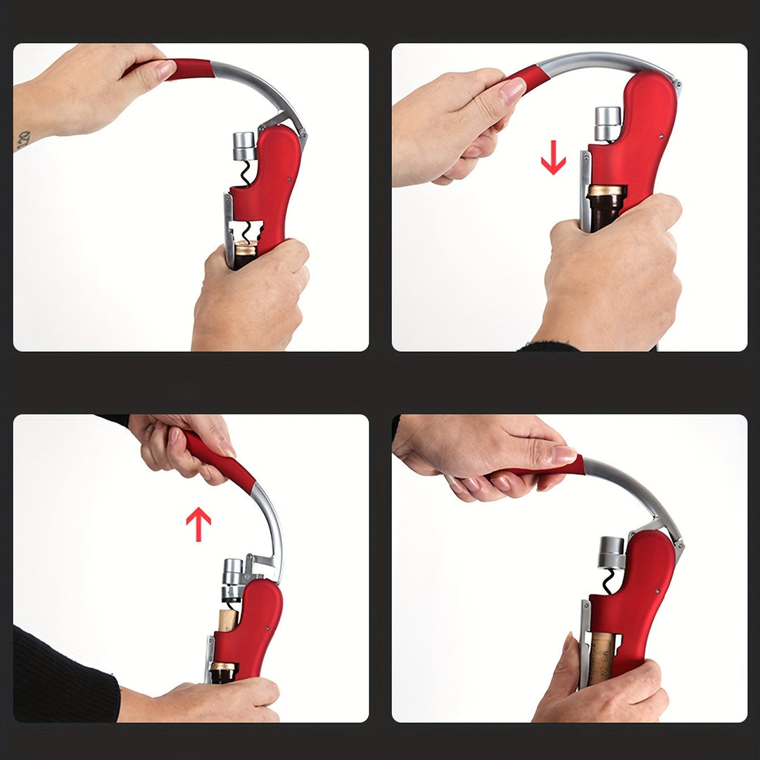 Gebruiksvriendelijke wijnopener met comfortabele grip, geschikt voor alle wijnflessen.