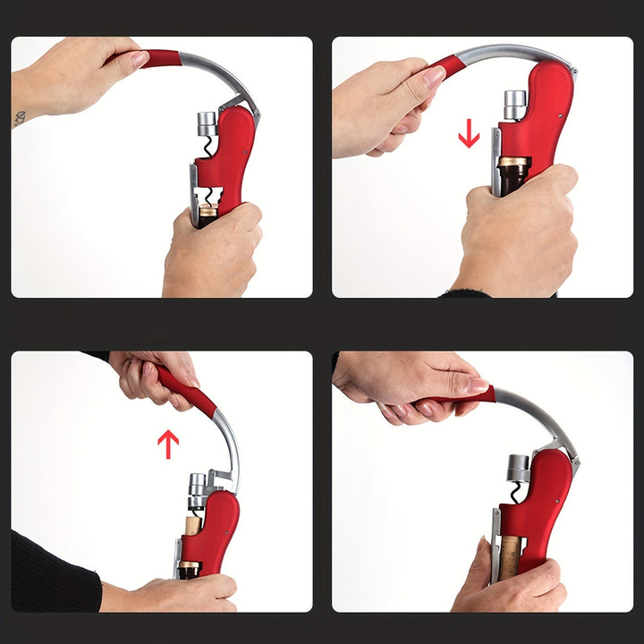 Gebruiksvriendelijke wijnopener met comfortabele grip, geschikt voor alle wijnflessen.