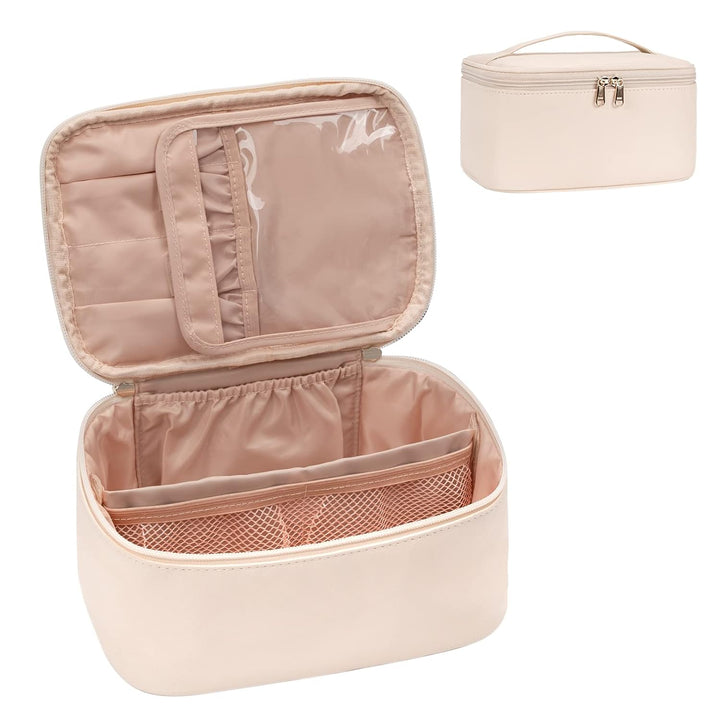 Duurzame make-up organizer, een essentieel reisaccessoire voor geordende cosmetica.