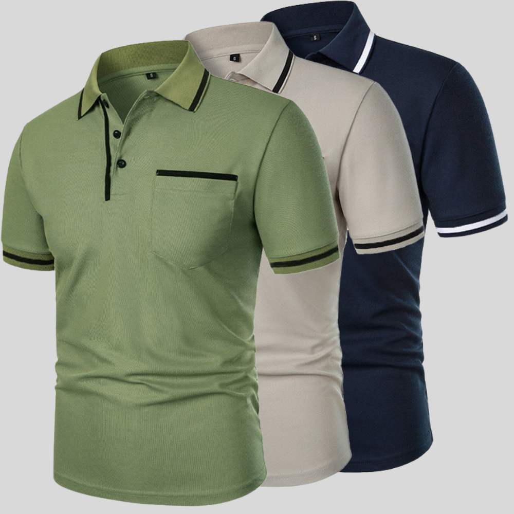 Essentiële herenpolo met korte mouwen en borstzak. Comfortabel, stijlvol en veelzijdig voor zomerse dagen.